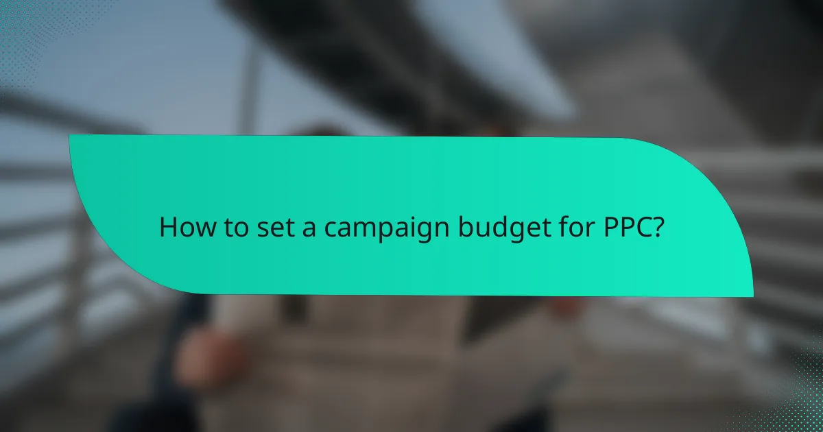 How to set a campaign budget for PPC?