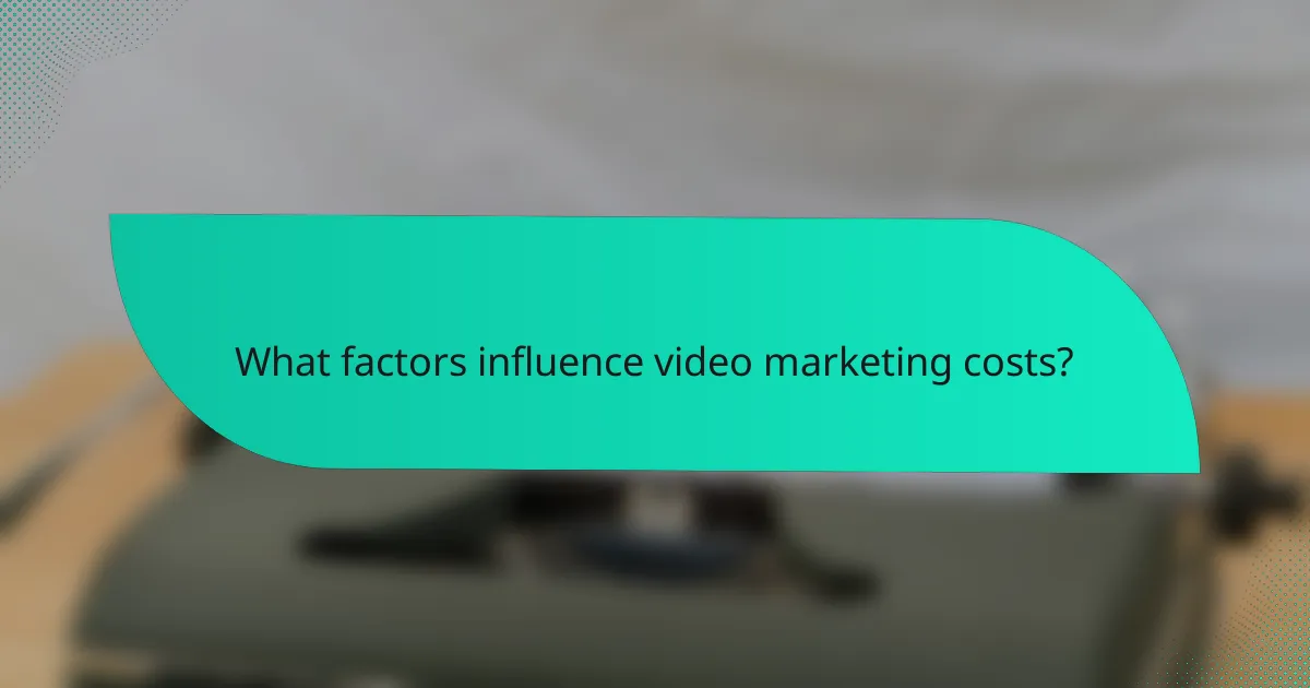 What factors influence video marketing costs?